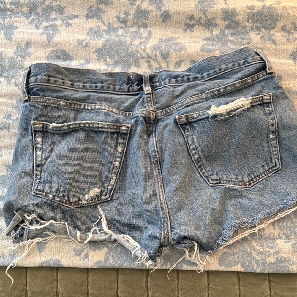 Agolde Ripped Blue Denim Shorts - Picture 4 of 4